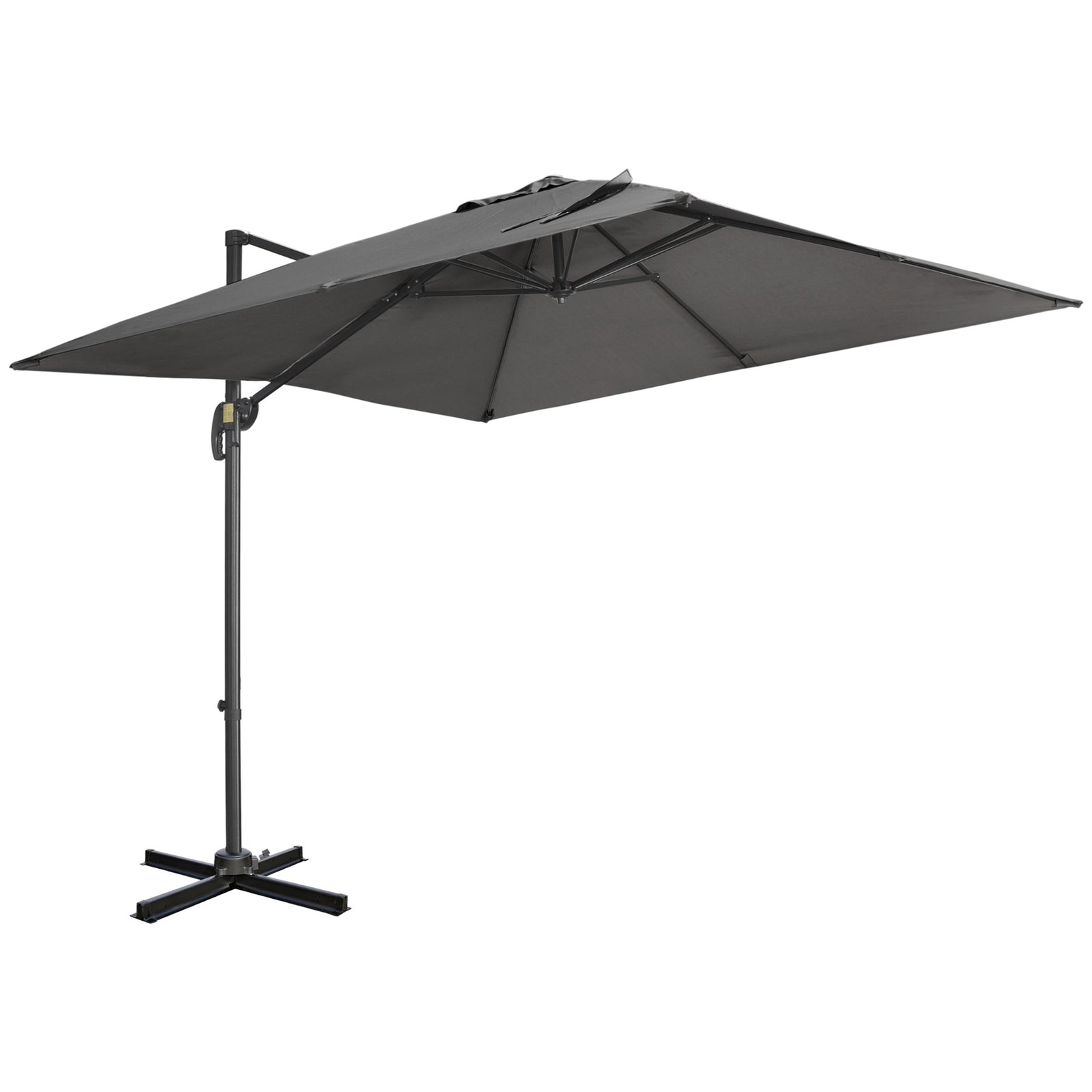 2.7x2.7m Cantilever Parasol W/ 360° Crank Handle Tilt | Dark Gray