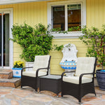 3pc Rattan Table Chair Bistro Garden Furniture Set Wicker | Cream