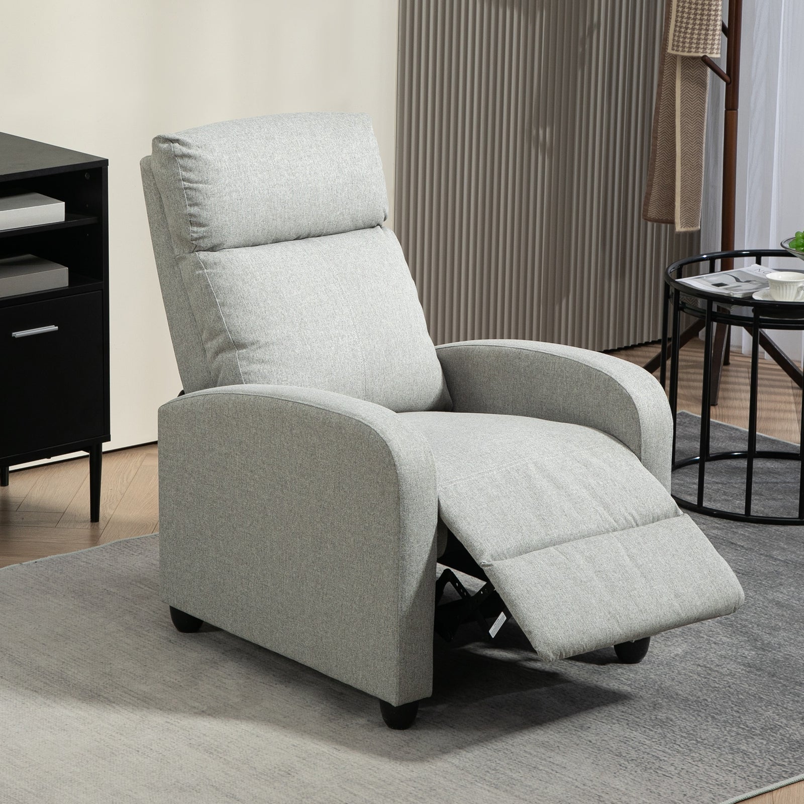 Linen Fabric Manual Reclining Chair With Padded Seat