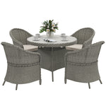Rattan Dining Set For 4 With Cushions And Umbrella Hole