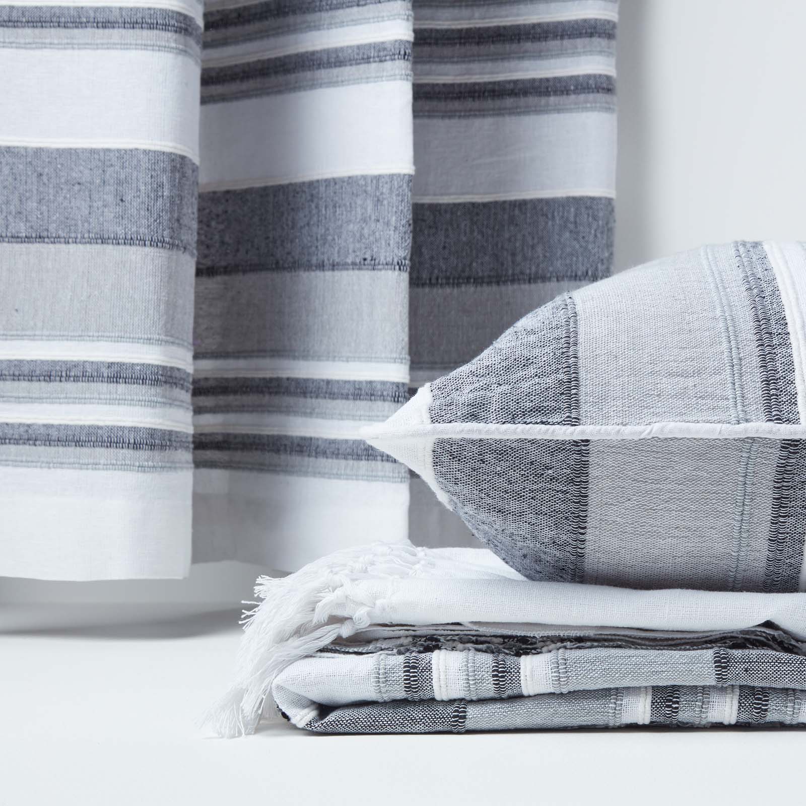 Cotton Morocco Striped Throw | 225cm x 255cm | Monochrome