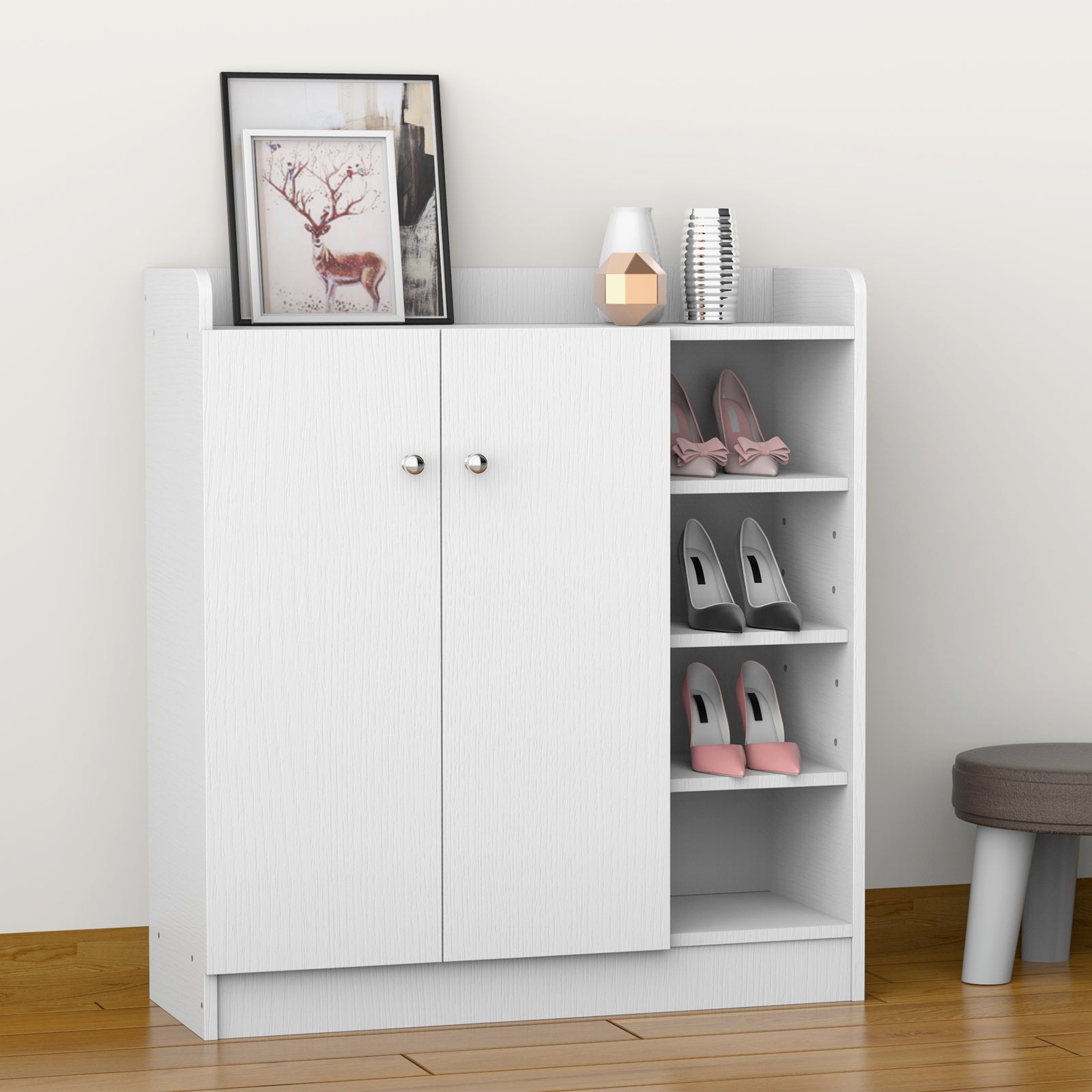Shoe Storage Cabinet Footwear Rack Stand Adjustable Shelves