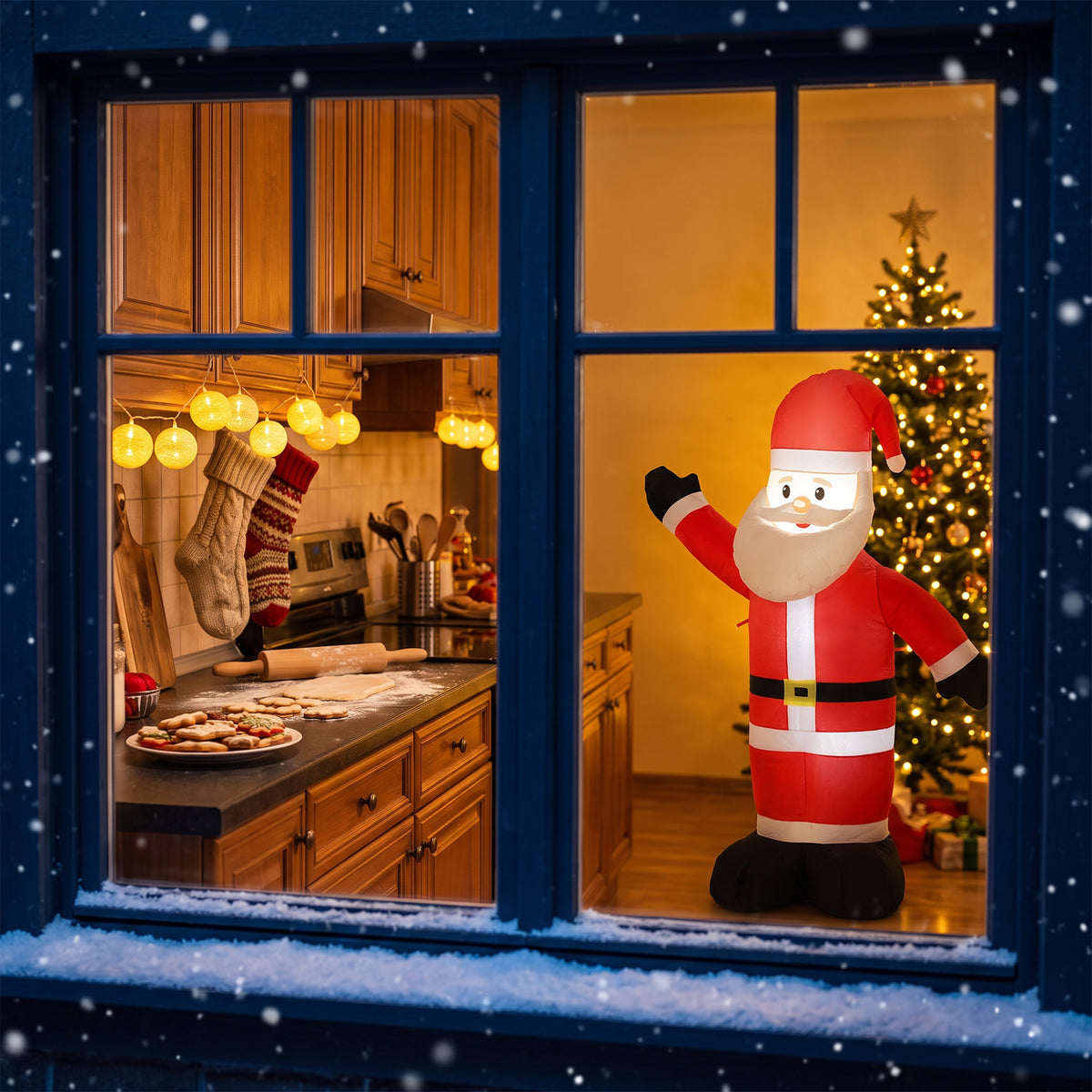 Outsunny 5ft Christmas Inflatable Velvet Look Santa Claus