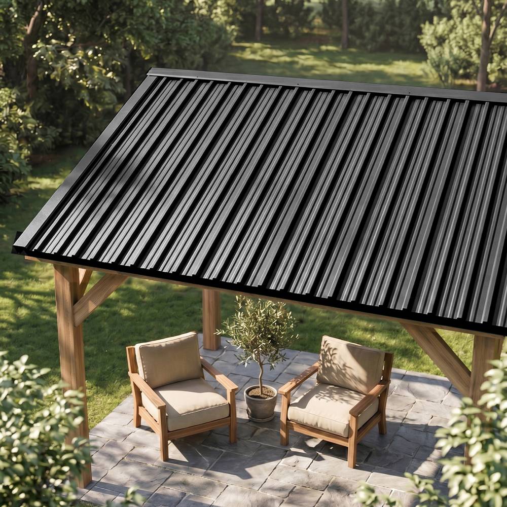 12pcs Galvanised Steel Corrugated Roofing Sheets | Black