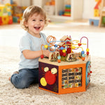 AIYAPLAY Wooden Activity Cube, 8 In 1 Baby Activity Cube Toys For 18m+