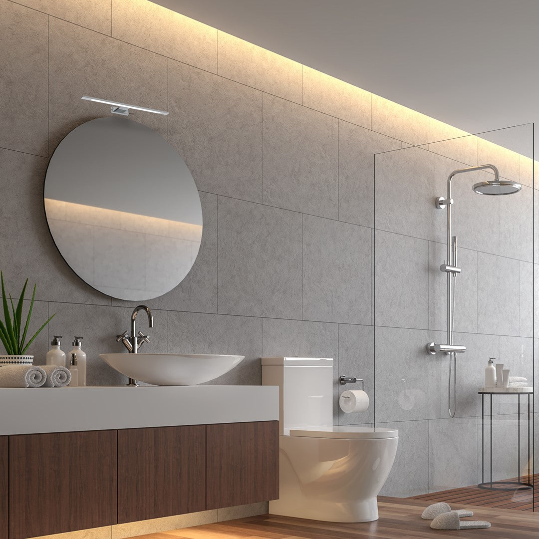Shine Chrome Led 7w Wall Lamp Stylish Polished Chrome Light With Ip44 Rating Perfect For Mounting Above A Bathroom Mirror