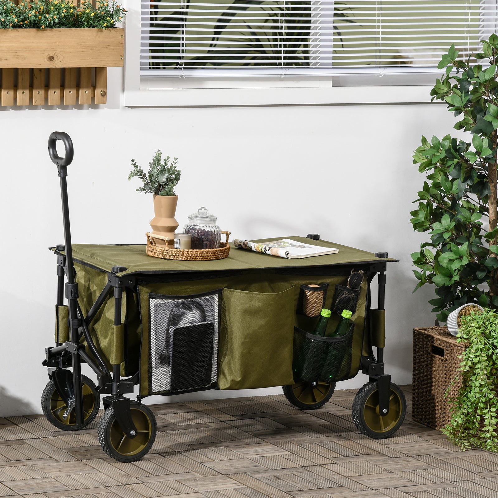 Folding Garden Trolley With Folding Board | Green