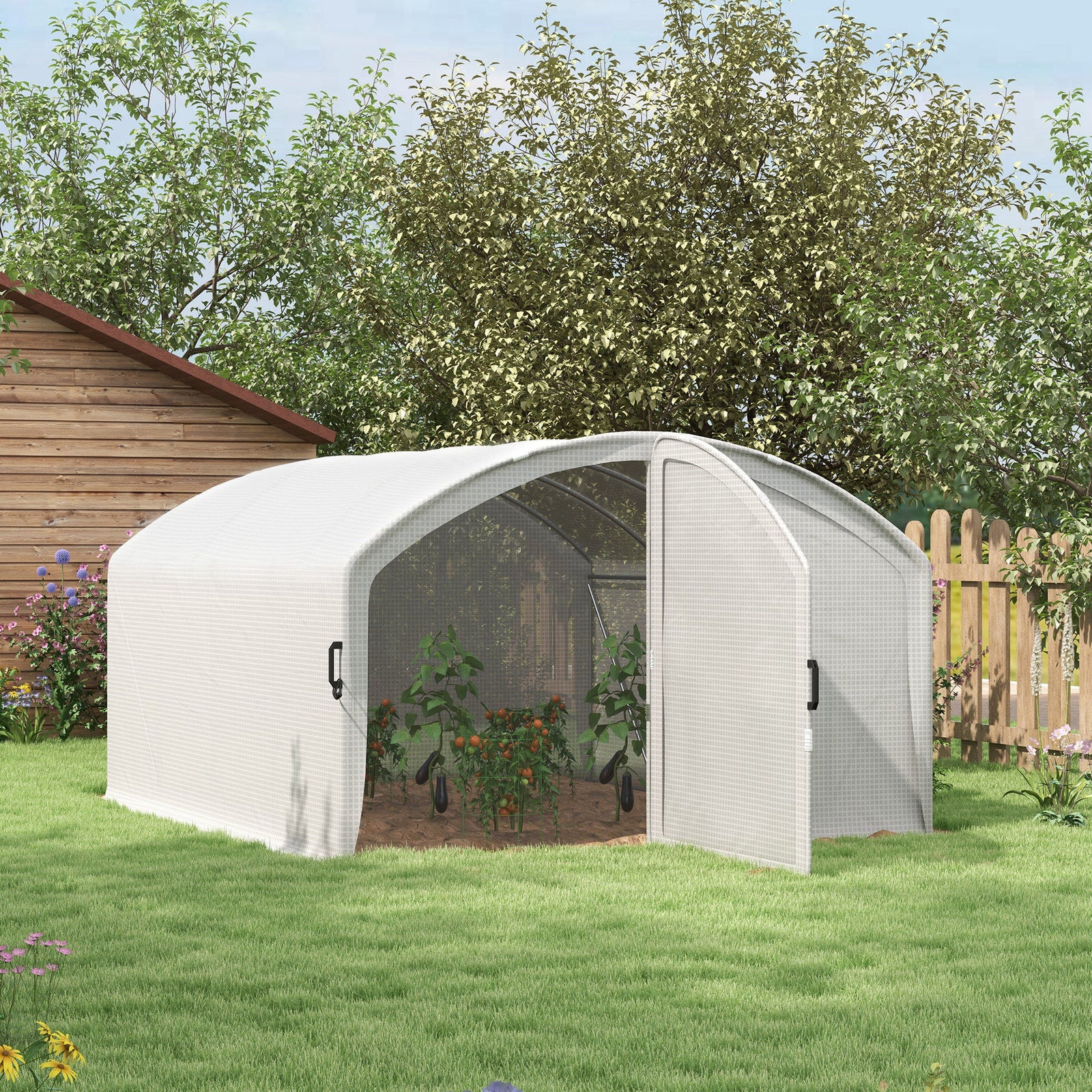 Walk-in Polytunnel Greenhouse W/ Pe Cover 4x3x2m