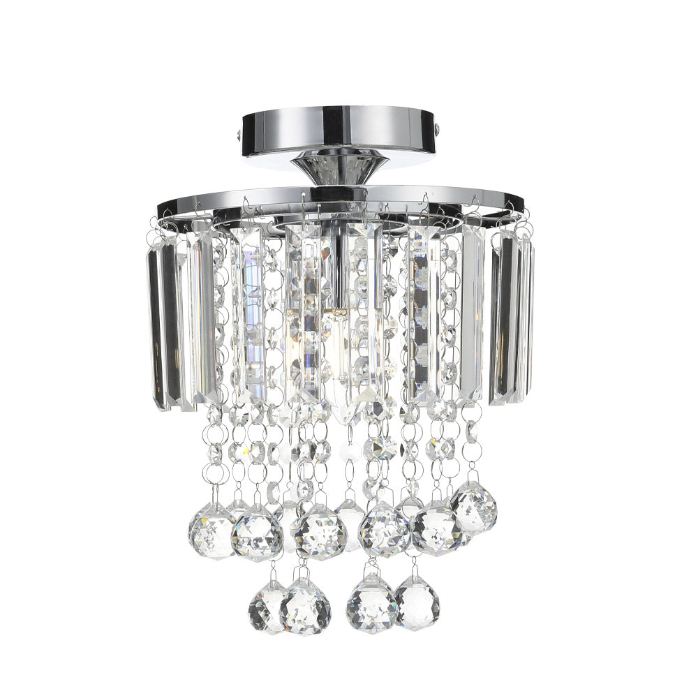 Modern 23cm Dia Chandelier Droplet Crystal Ball Chrome Mount Ceiling Light Fixture