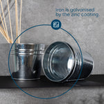 Flower Pots Set Of 12 - Galvanised Iron
