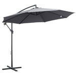 3(m) Cantilever Parasol Banana Umbrella w/ Crank, Cross Base | Grey