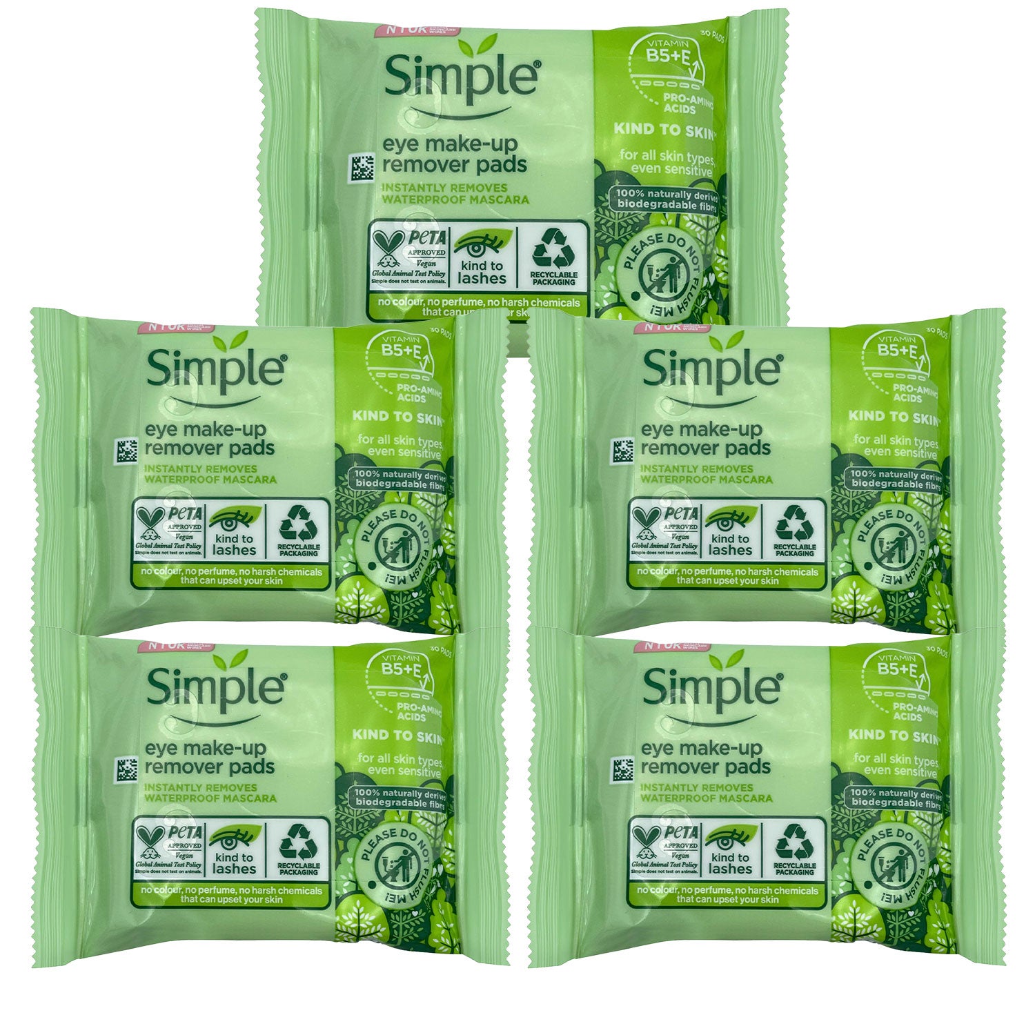 Kind To Skin Eye Make Up Remover Pads, 30pcs, 5pk | Set-of-5