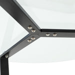 100cm Dia X 75cm H Round Dining Table,tempered Glass Top With Black Powder-coated Iron Legs