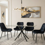 Miami Dining Table With 4 Erica Velvet Chairs | Black