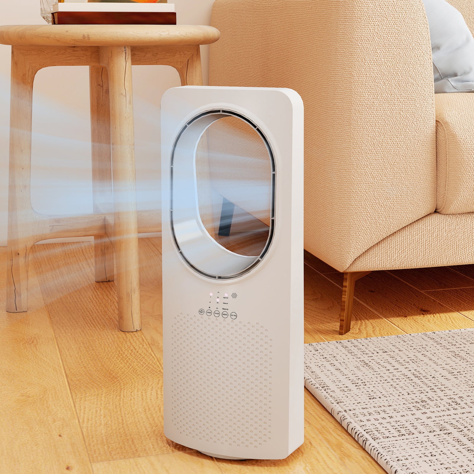 HOMCOM Bladeless Tower Fan With Oscillating, 3 Speeds, 3 Modes, 15h Timer