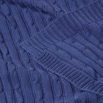 Combed Cotton Cable Knit Throw | 130cm x 170cm | Navy Blue