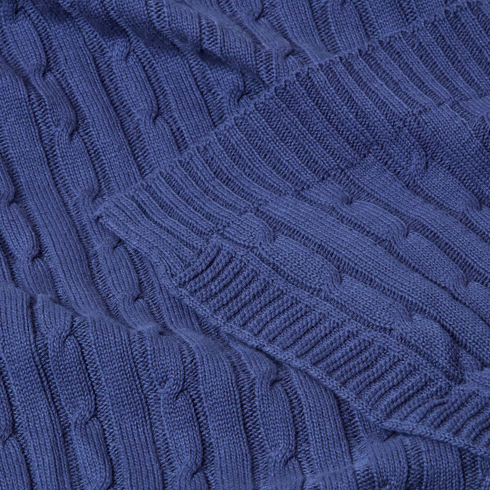 Combed Cotton Cable Knit Throw | 130cm x 170cm | Navy Blue