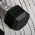 2x10kg Rubber Hex Dumbbells For Home Gym | Black