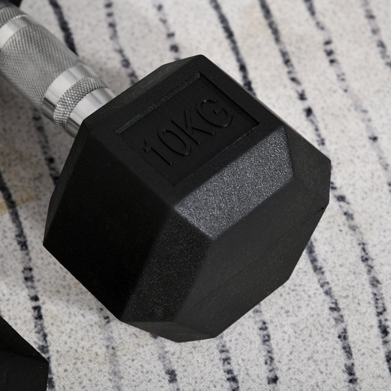 2x10kg Rubber Hex Dumbbells For Home Gym | Black
