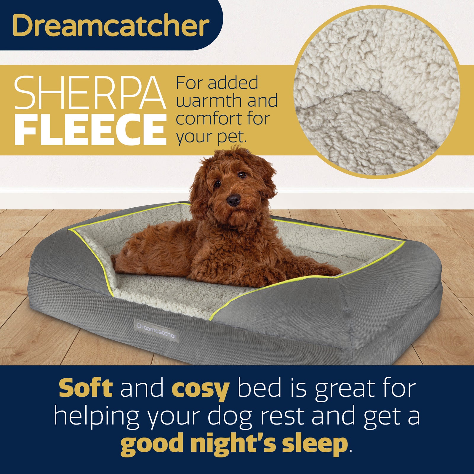 Grey Small To Xxl Dog Beds Orthopaedic Shredded Memory Foam, Fleece Sleeping Area, Non Slip Base, Removable Washable Cover | 89cm | Grey
