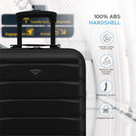 55x40x20cm Lightweight Luggage Hard Shell Cabin Suitcase 60+ Airlines Approved - Carry On Case - 4 Wheels | 55 x 40 x 20cm | Black