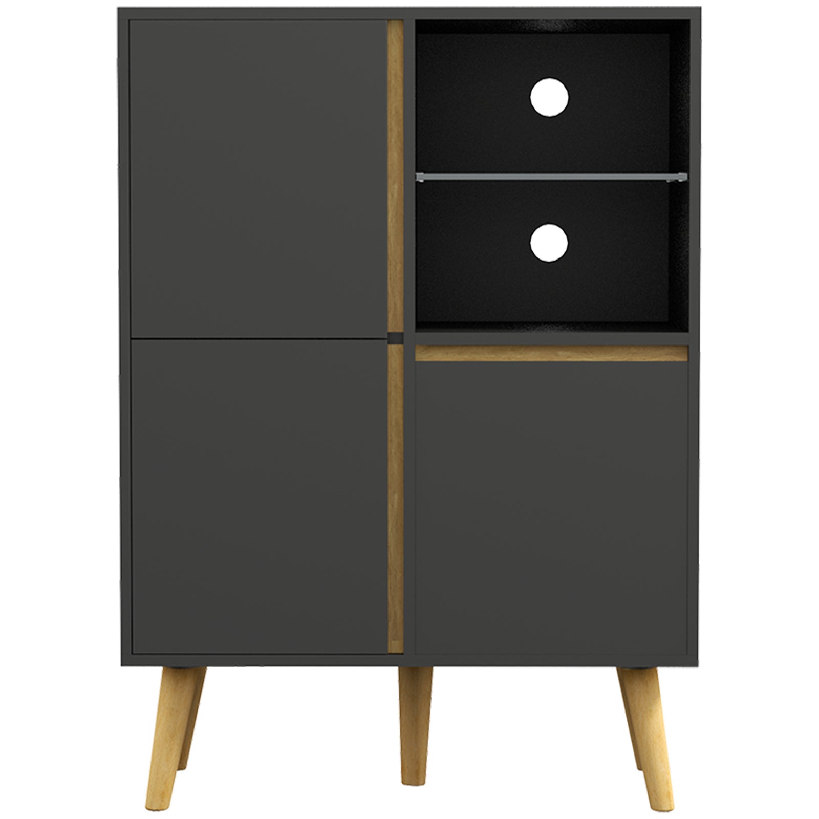 Storage Cabinet Sideboard With Tempered Glass Adjustable