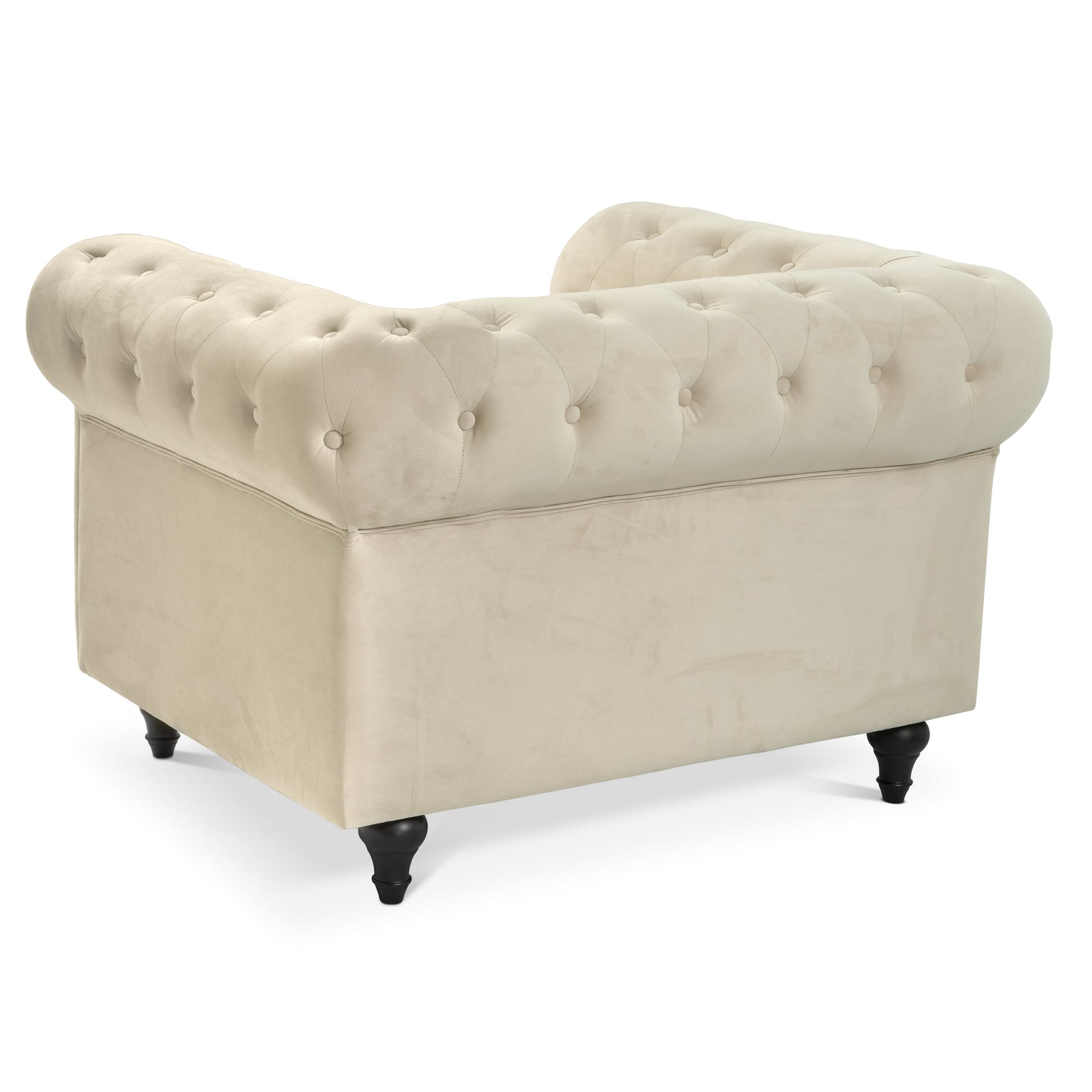 Button Tufted Velvet Living Room Armchair | Cream