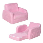 2 In 1 Kids Armchair Sofa Bed Fold Out Padded Wood Frame Bedroom | Pink