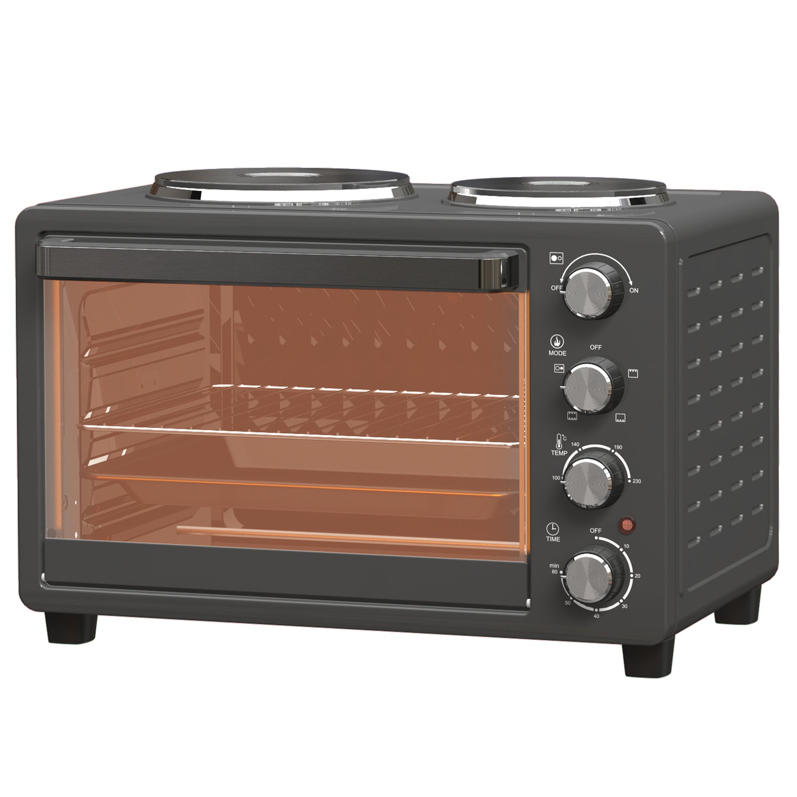 28l Countertop Toaster Oven With 2 Hot Plates, Grill, Roast