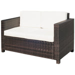 Rattan Wicker 2-seat Sofa Loveseat Padded Garden Furniture | Brown