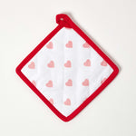 HOMESCAPES Red Hearts Cotton Pot Holder