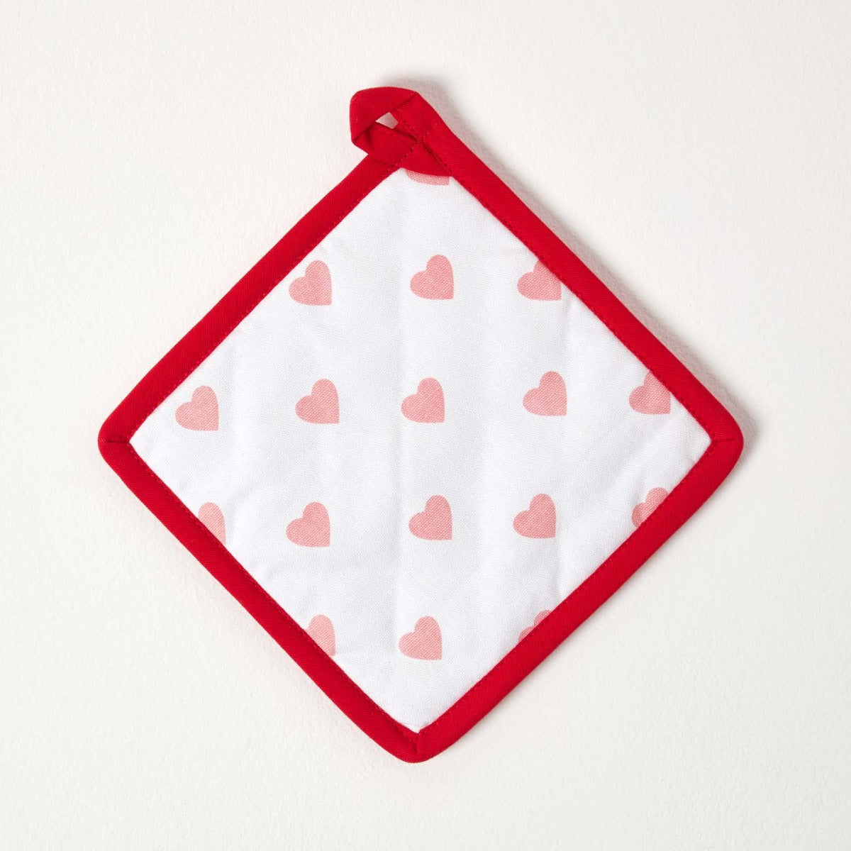 HOMESCAPES Red Hearts Cotton Pot Holder