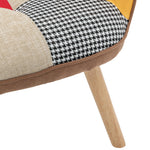 Breeins Cozy Linen Upholstered Block-Stitch Lounge Chair with Wooden Base