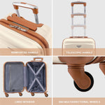 Set Of 3 Hard Shell Suitcase Cabin & Check In Cases With Tsa Lock - Overhead Cabin With Medium & Large Check-in Bag | Set of 3 | Cream