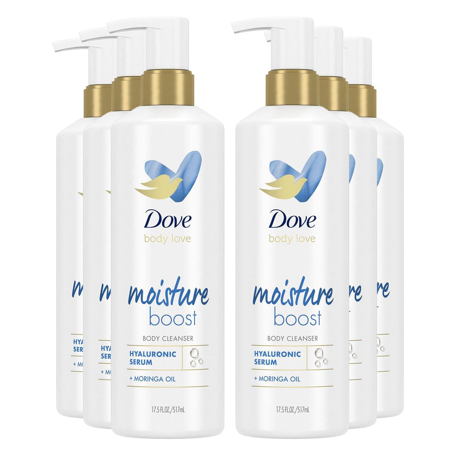 Body Love Moisture Boost Body Cleanser With Hyaluronic Acid 517ml, 6-pack
