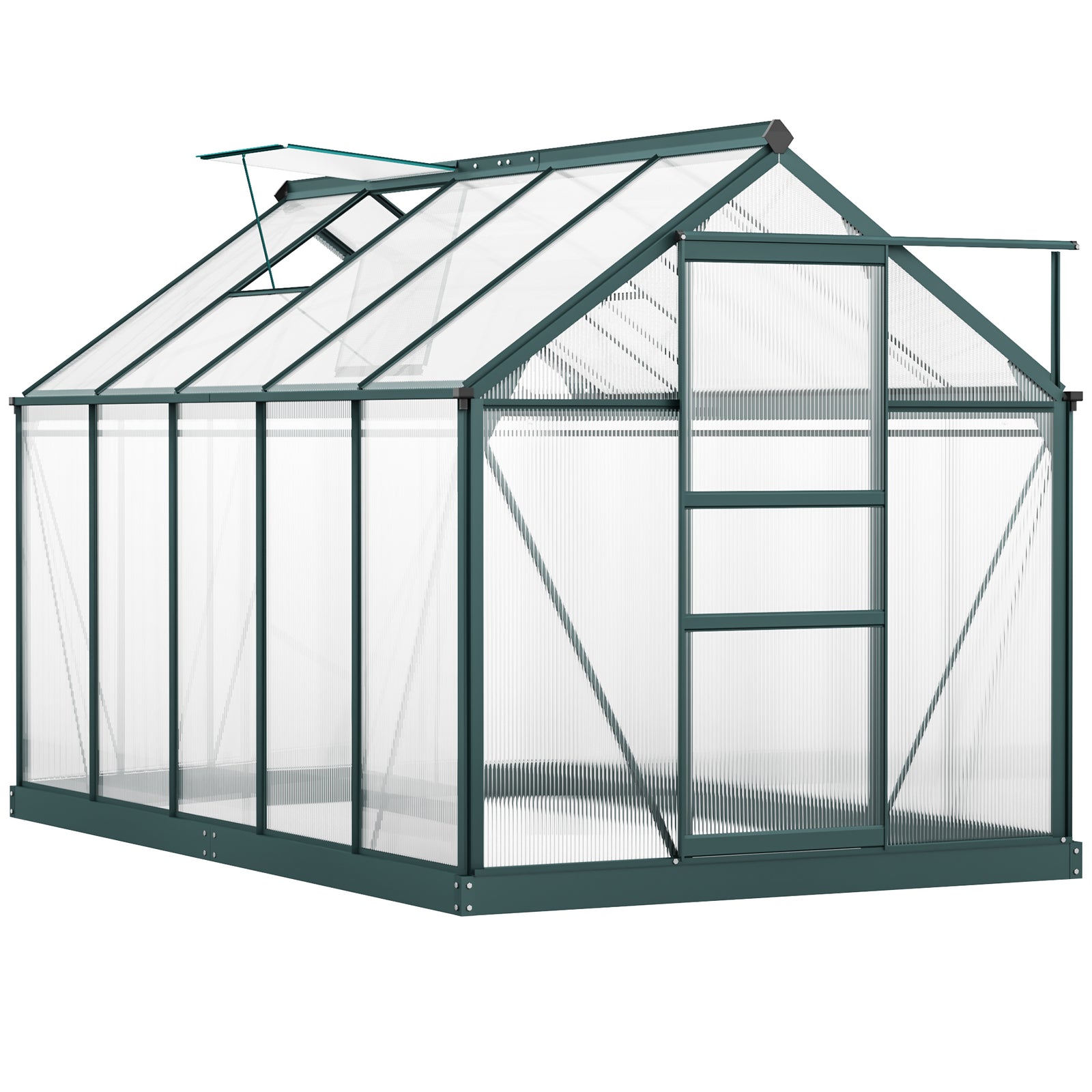 Polycarbonate Walk-in Greenhouse 6x10ft | Dark Green