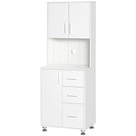 Modern Kitchen Pantry Cabinet Storage Cupboard W/ Countertop | White
