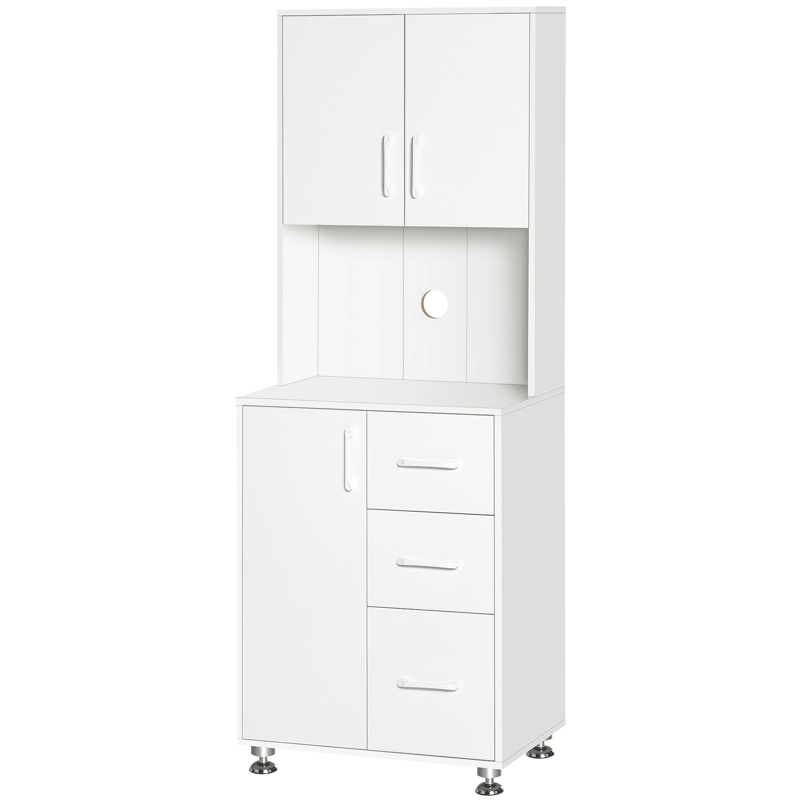Modern Kitchen Pantry Cabinet Storage Cupboard W/ Countertop | White