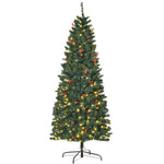 5/6/7ft Prelit Pencil Christmas Tree With Led And Berry | 6ft | Green