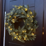 60cm Premium Mixed Branch Prelit Green Wreath - With Timer