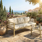 Garden Bench With Cushions, Outdoor Furniture | White