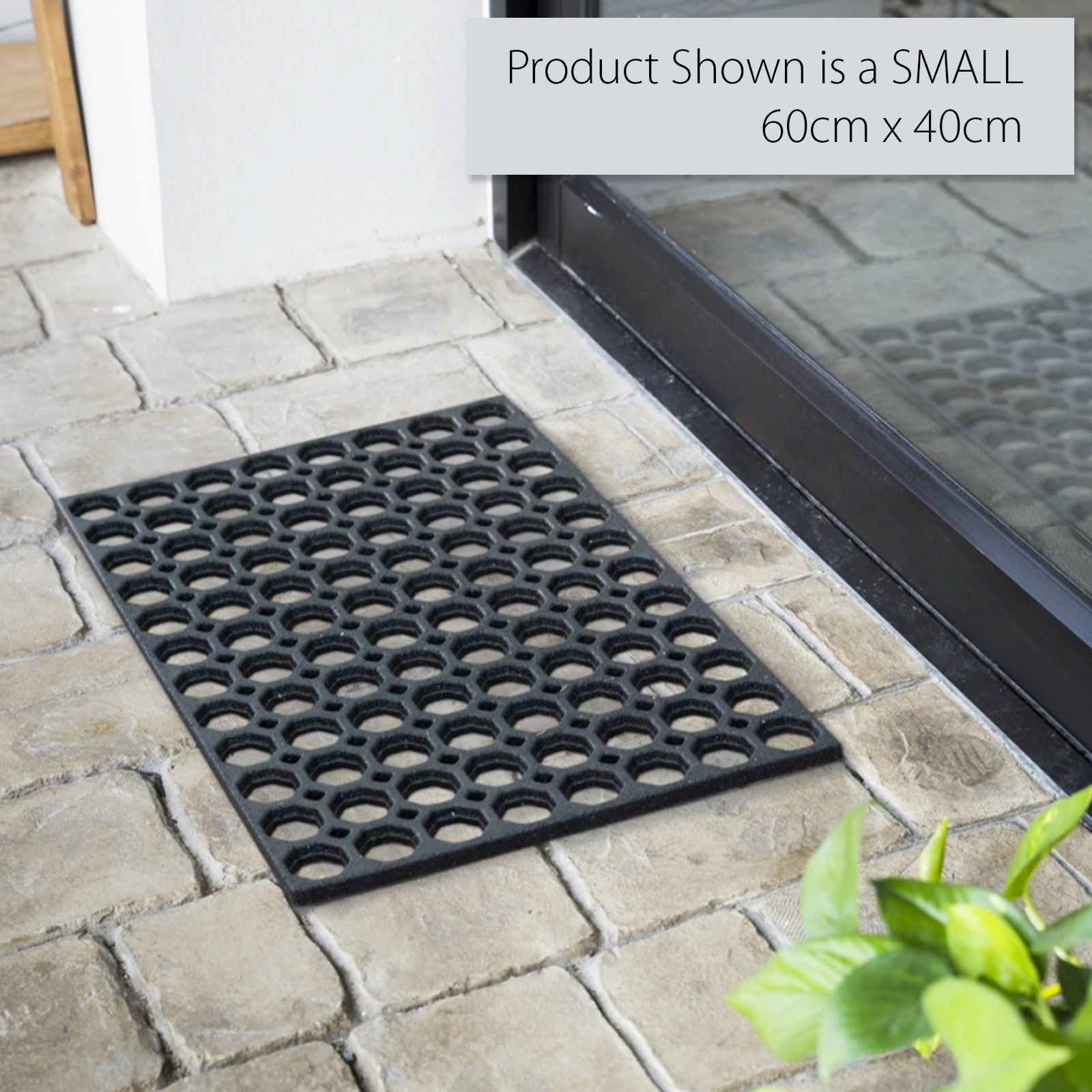 Honeycomb Outdoor Doormat With Open Back | Medium | Black