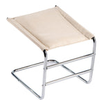 Deluxe Leg Rest Foot Support Chrome Frame Beige Fabric