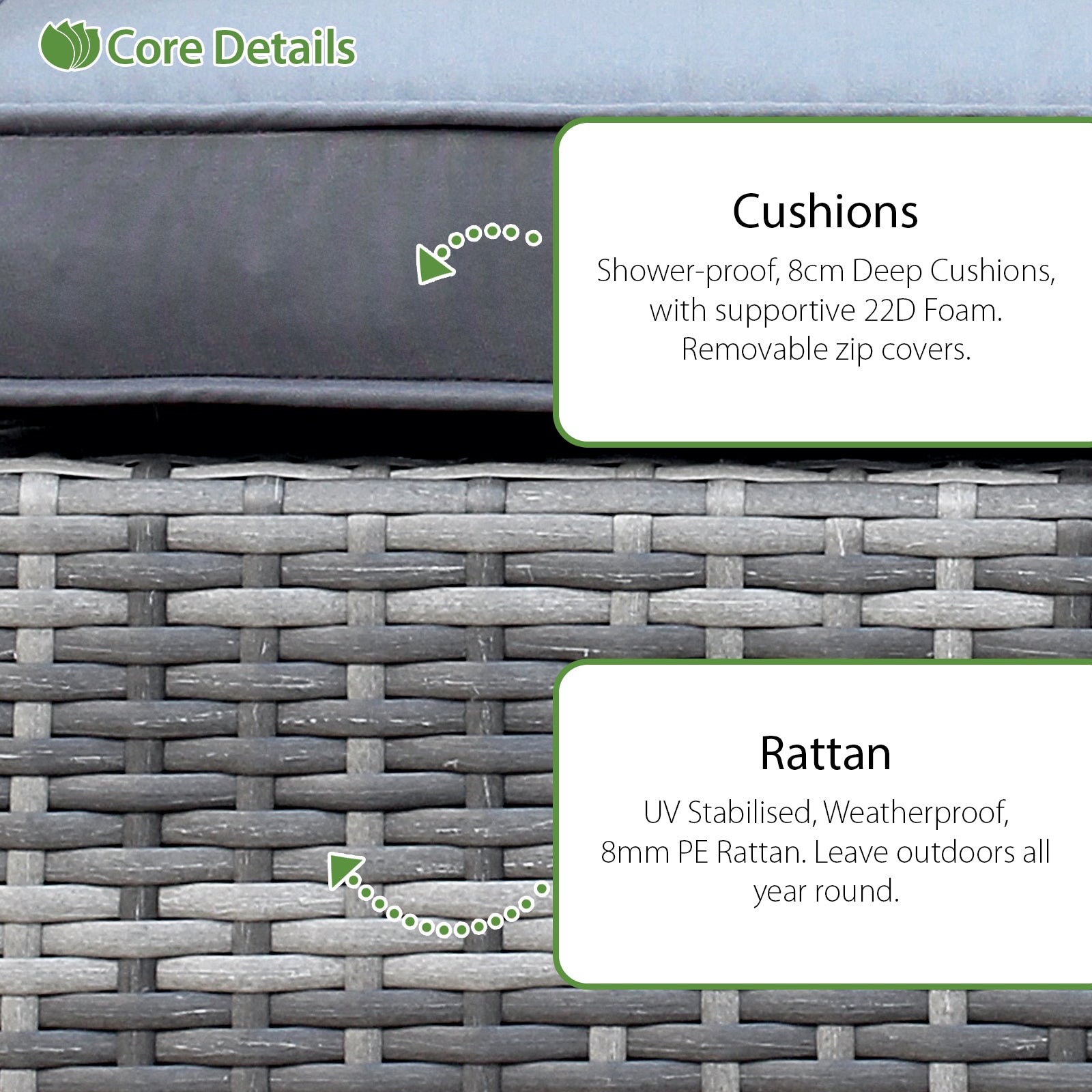 Windsor Rattan 4 Seat Firepit Dining Set | 4 Seat | Mixed Grey