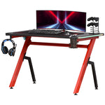 Ergonomic Gaming Desk With Hook Cup Holder Led | Red