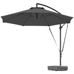 Garden Cantilever Parasol W/ Cover Weighted Base Wind Strap | Dark Gray