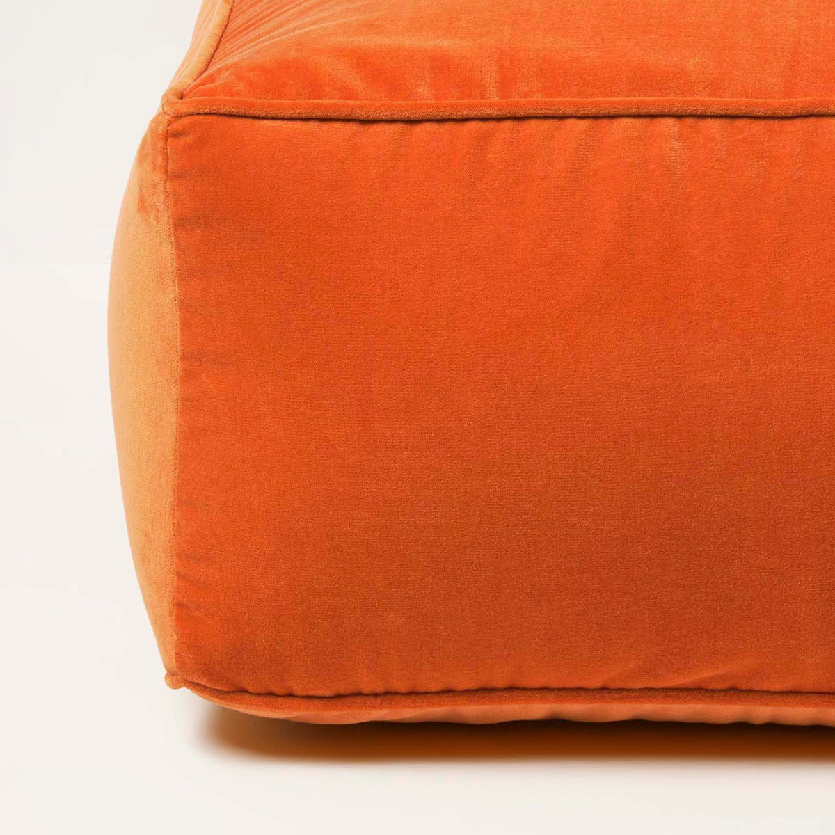 Velvet Pouffe Bean Cube | 60cm x 60cm | Orange