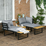 3pcs Patio Set W/ Cushions, Plastic Top Table