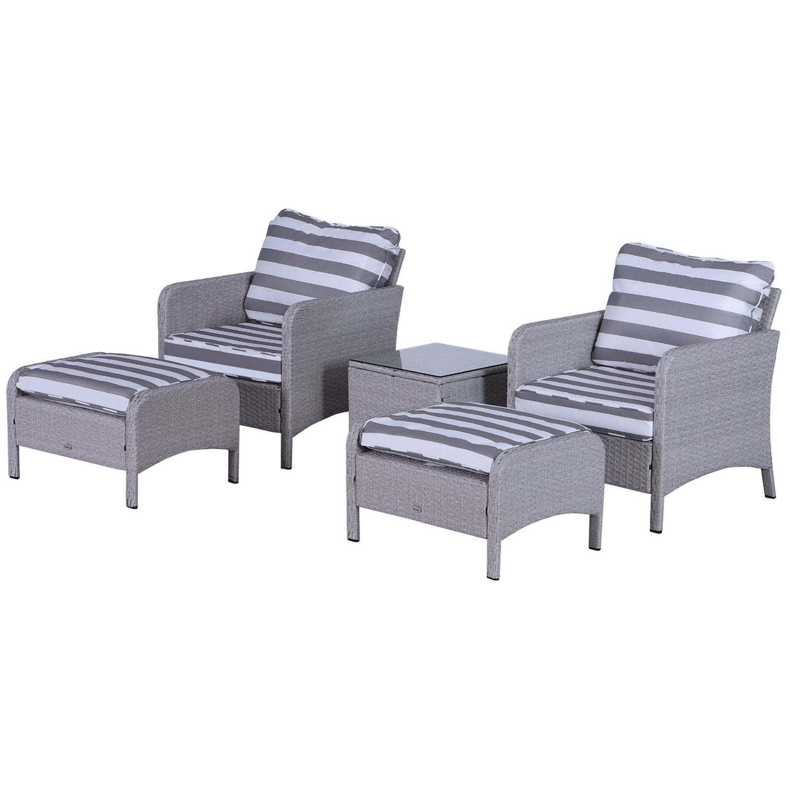 5 Pieces Outdoor Patio Furniture Set Wicker Conversation Set | Charcoal Gray