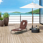 Garden Sun Lounger Folding Recliner Chair | Set of 1 | Brown